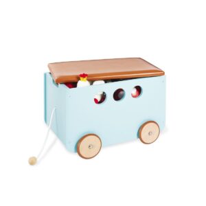 Speelgoedkist op wielen blauw