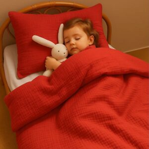 Dekbedovertrek van biologisch katoen aardbei 100 x 140 cm