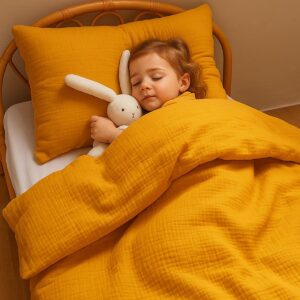 Dekbedovertrek van biologisch katoen honing 100 X 140 cm